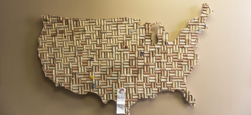 map of united states made from corks