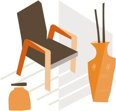 chair and vase drawing